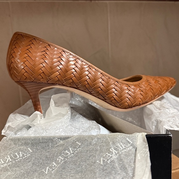 Lauren Ralph Lauren Lanette Woven Leather Pump Polo Tan Color - Picture 7 of 7